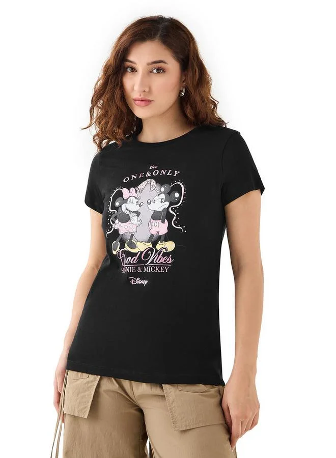 SP Characters Mickey and Minnie Mouse Print T-shirt